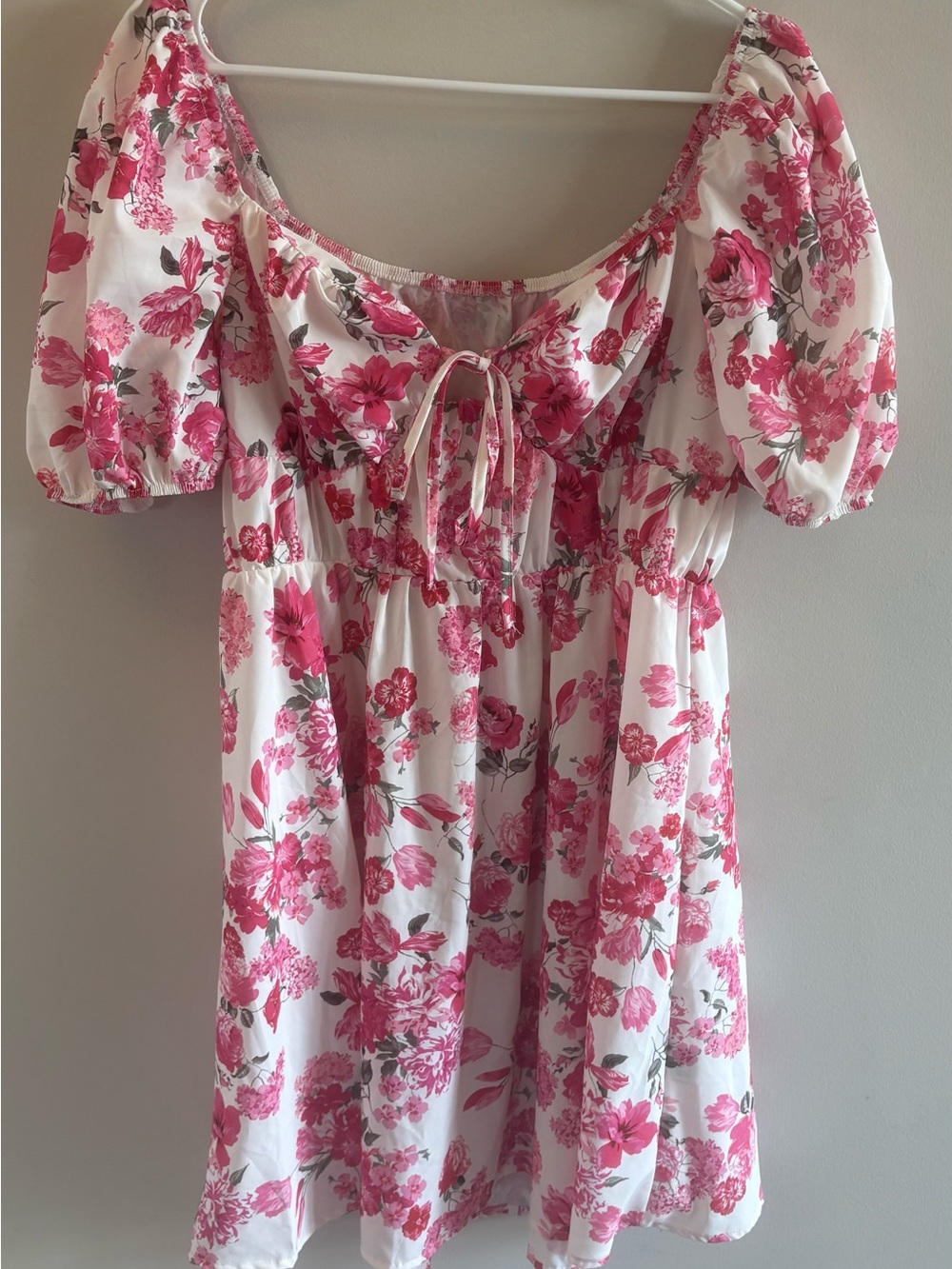 Women’s White Floral Puff Sleeve Peasant Top - Pink Print